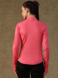 Ribbed Zip up Jacket Hot Pink