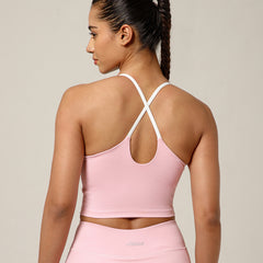 Cross Back Built In Bra Blush Pink