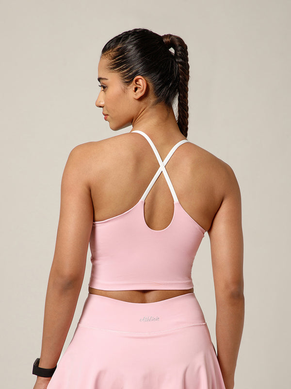 Cross Back Built In Bra Blush Pink