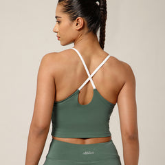 Cross Back Built In Bra Sage