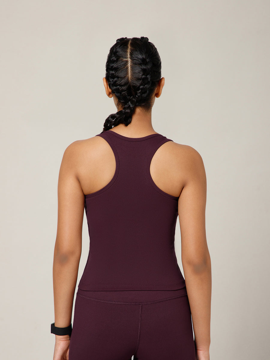 Built In Bra Racer Back Top Wine