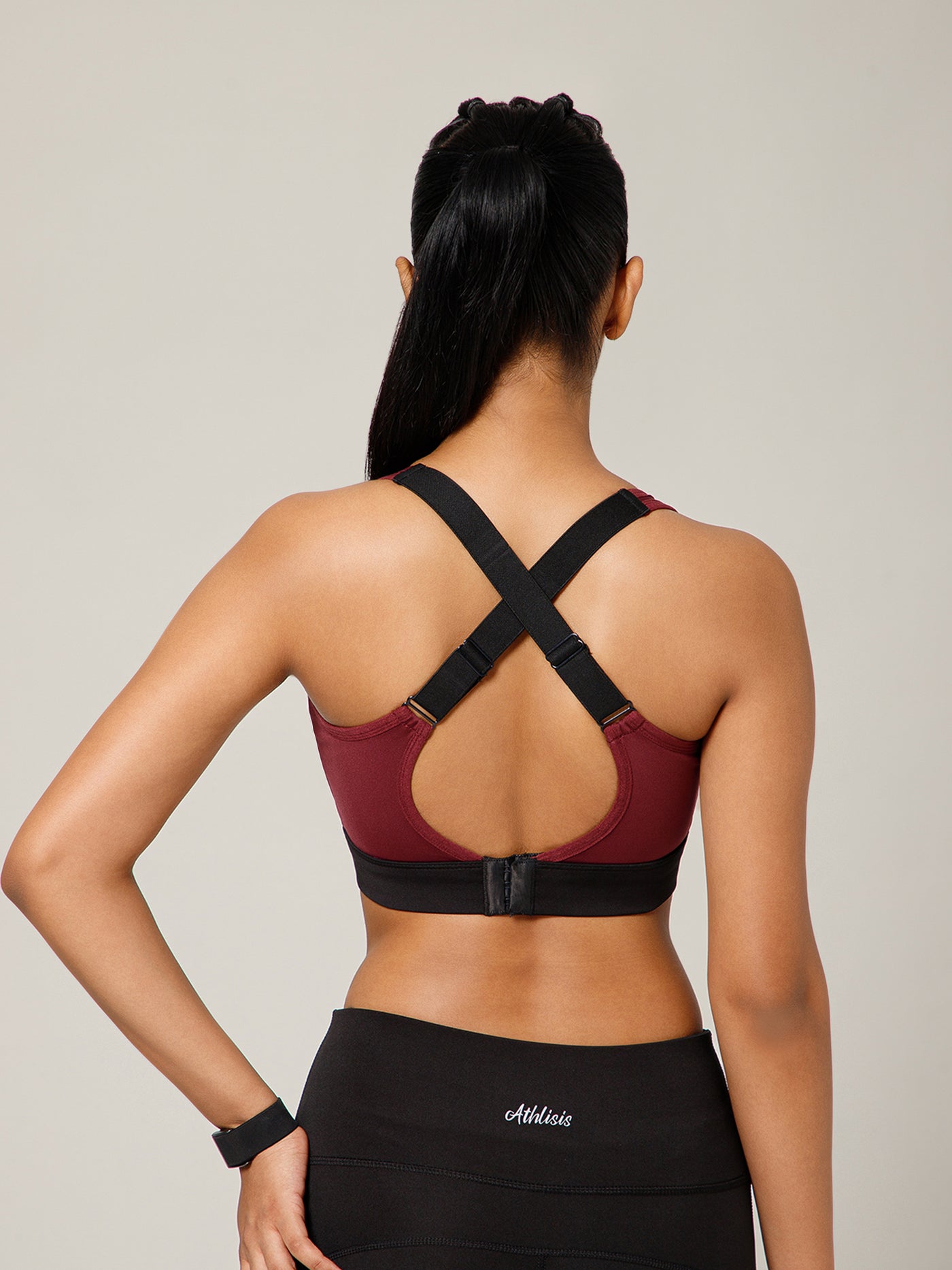Ruched Sports Bra Maroon