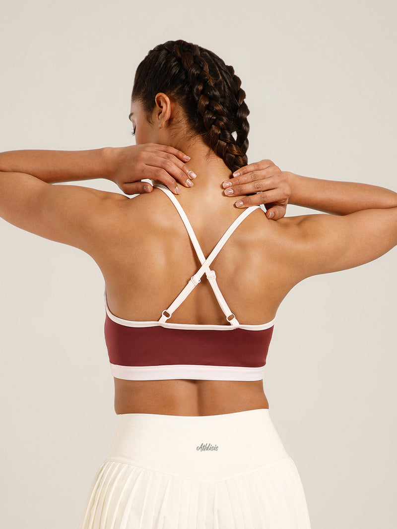 Flow Piping Sports Bra Maroon
