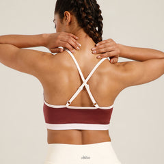 Flow Piping Sports Bra Maroon