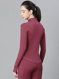 Contour Crop Jacket Maroon