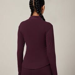 Ribbed Zip up Jacket Wine