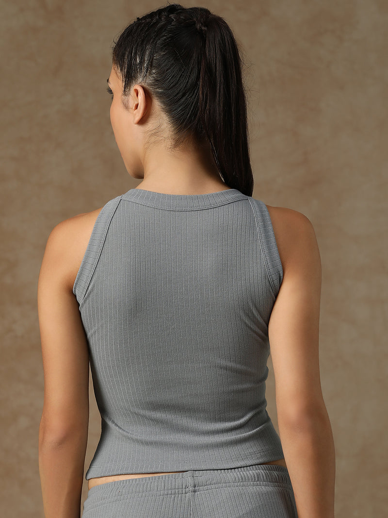 Ribbed Crop Top Gray