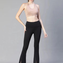Women Black High Waist Tall Flare Pants Athlisis Sports