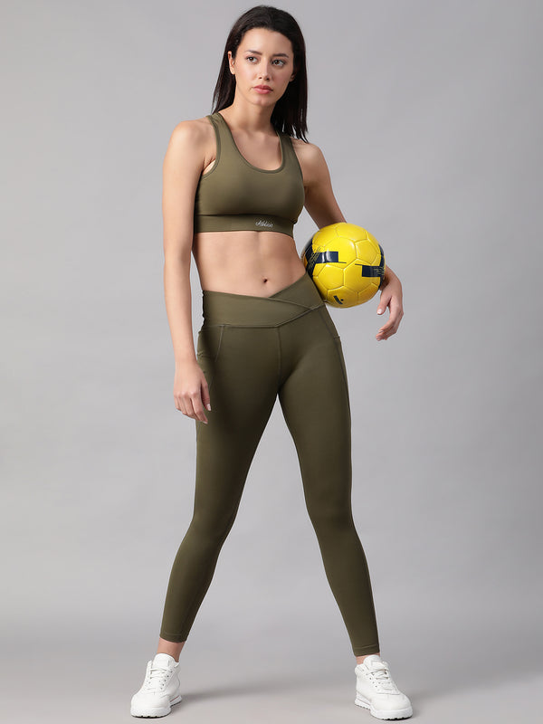 Minimalist Cutout Sports Bra Olive