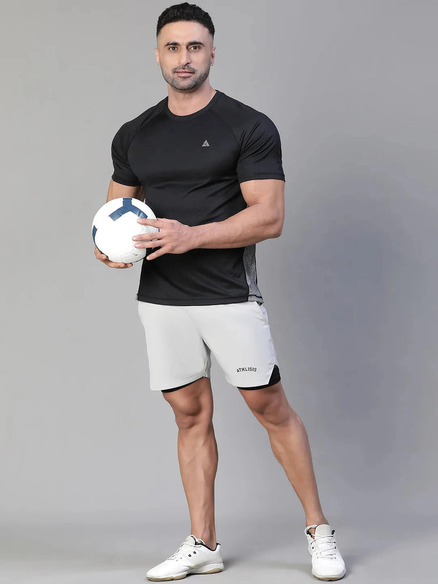 Contrast Side Panel T-Shirt Black Athlisis Sports