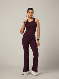 Ribbed Flare Pant Mauve