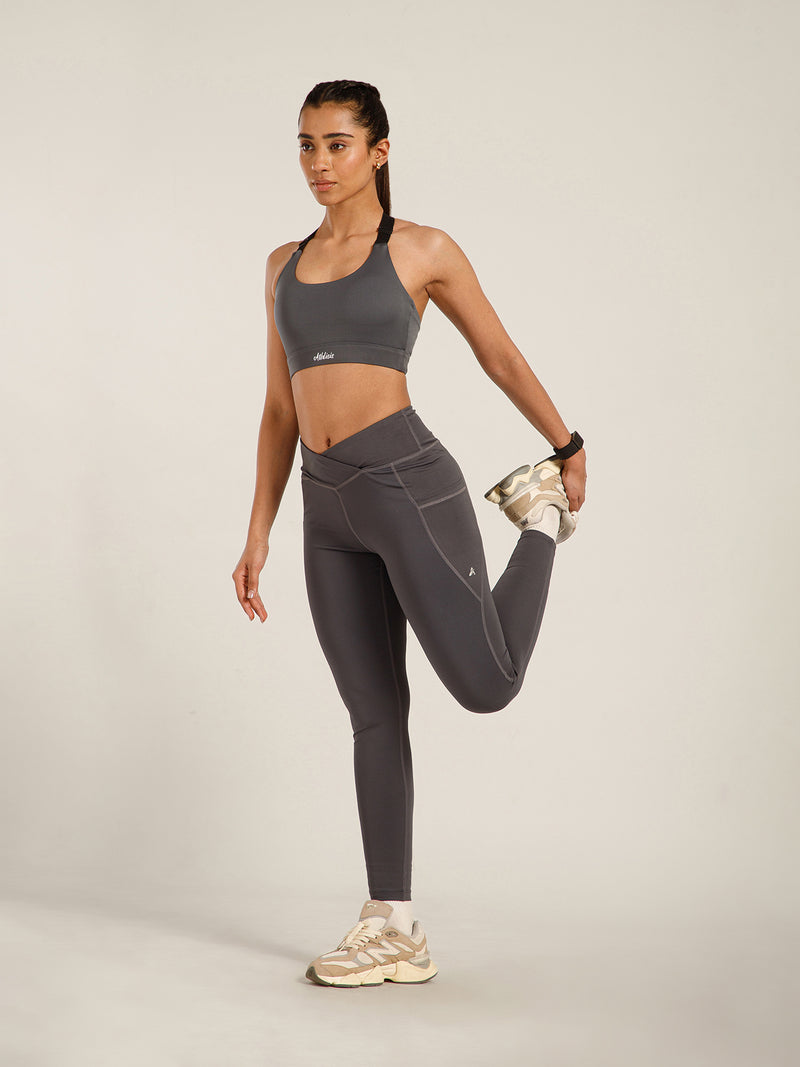 Y Adjustable Sports Bra Grey