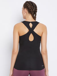 Crisscross Keyhole Tank Top Black