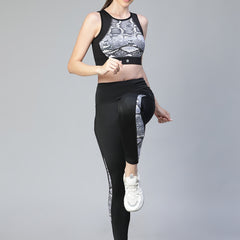 Snake Print Sports Bra Black