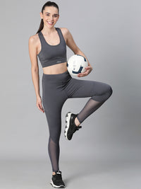 Geometric Mesh Leggings Gray