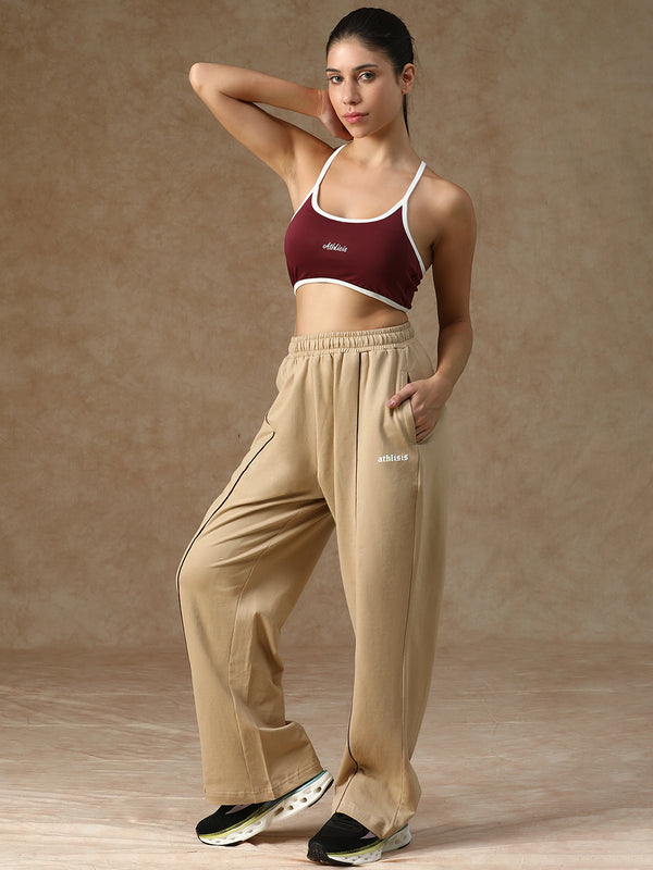 Flow Piping Sports Bra Maroon