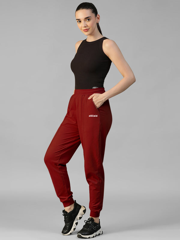Minimalist Piped Joggers Maroon