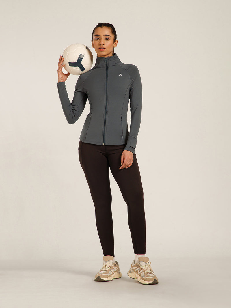 Midriff Crop Jacket Grey