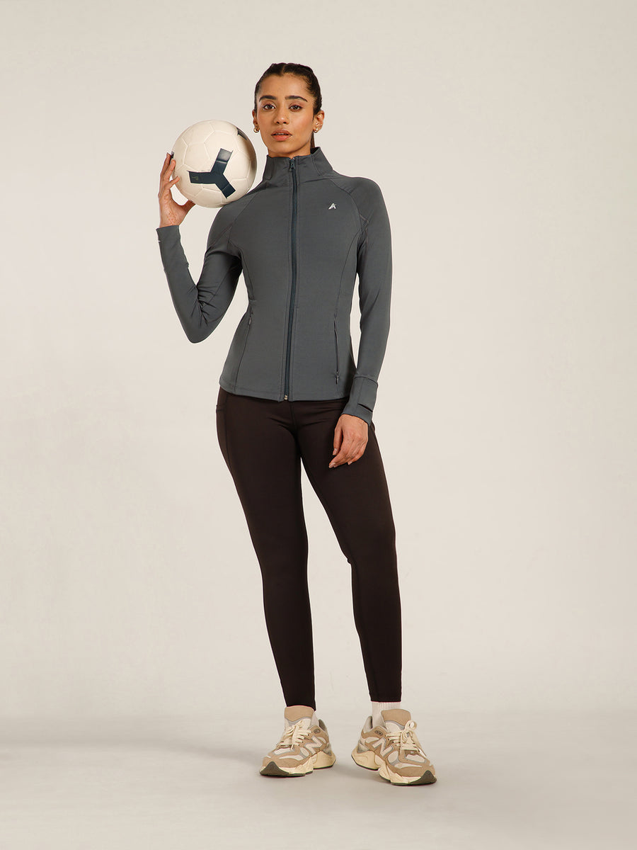 Midriff Crop Jacket Grey
