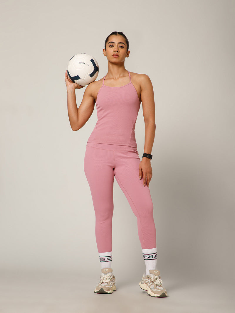 Built In Bra String Back Top Pink