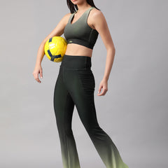 Dual Tone Flare Pant Green