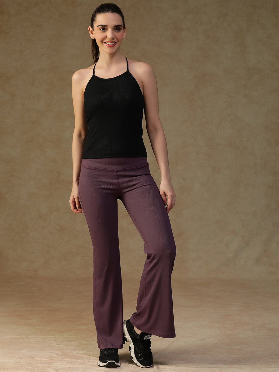 Ribbed Flare Pant Purple