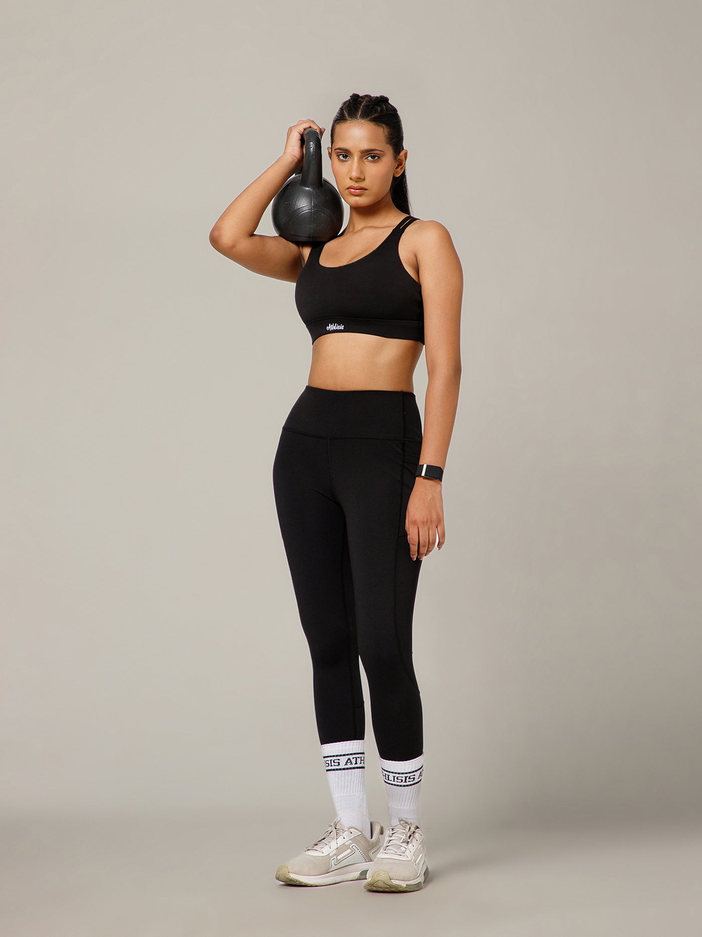 Geometric Strap Sports Bra Black