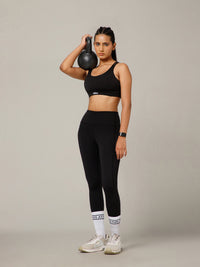 Geometric Strap Sports Bra Black