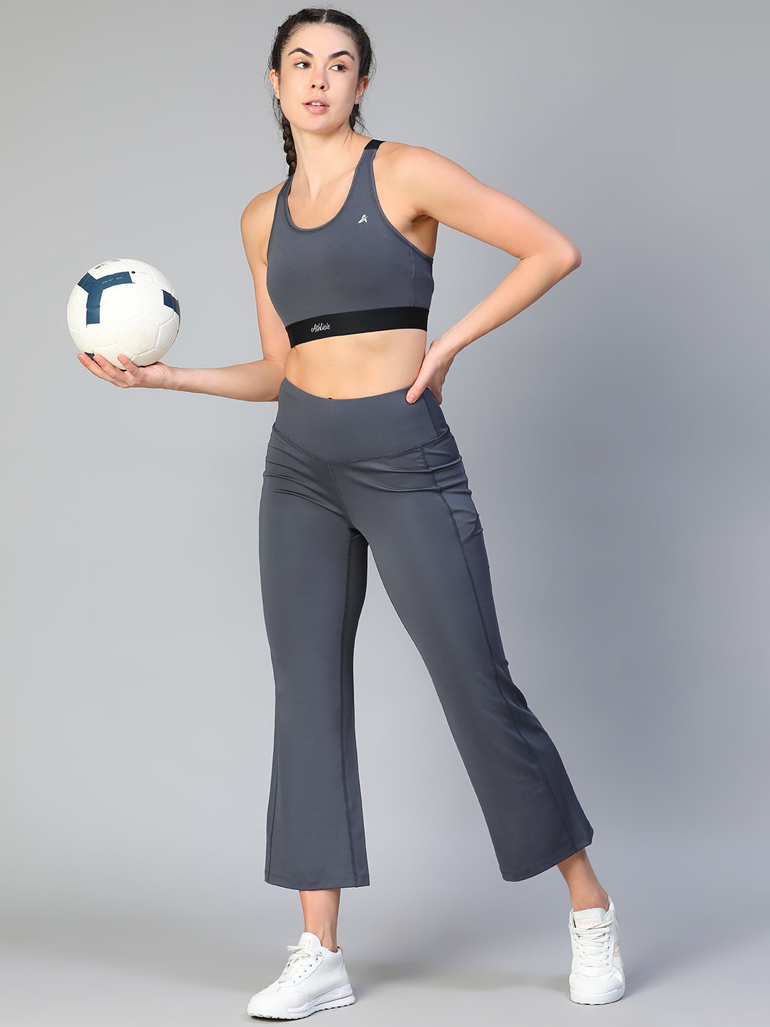 Ruched Sports Bra Gray