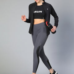 Mesh Panel Pocket Leggings Grey
