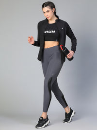 Mesh Panel Pocket Leggings Grey