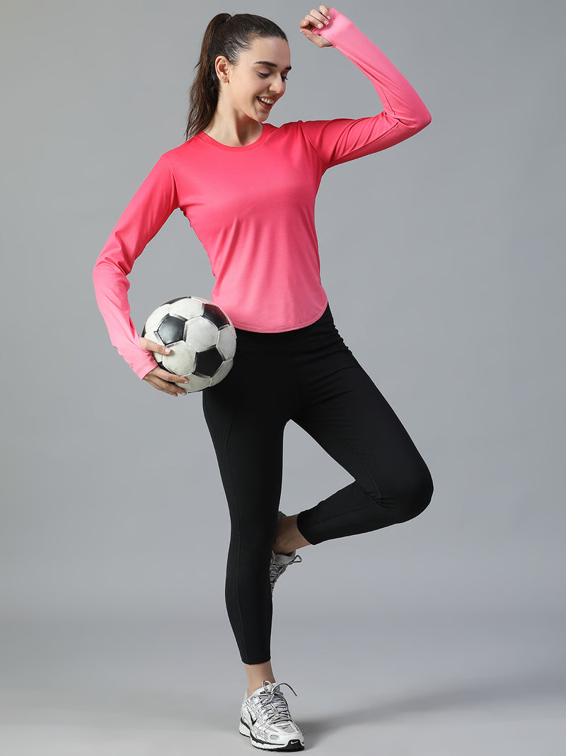 Dual Tone Full Sleeve T-Shirt Hot Pink