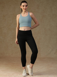 Ribbed High Waist Leggings Black