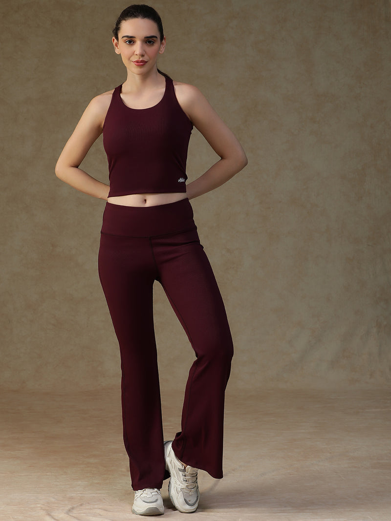 Ribbed Flare Pant Mauve