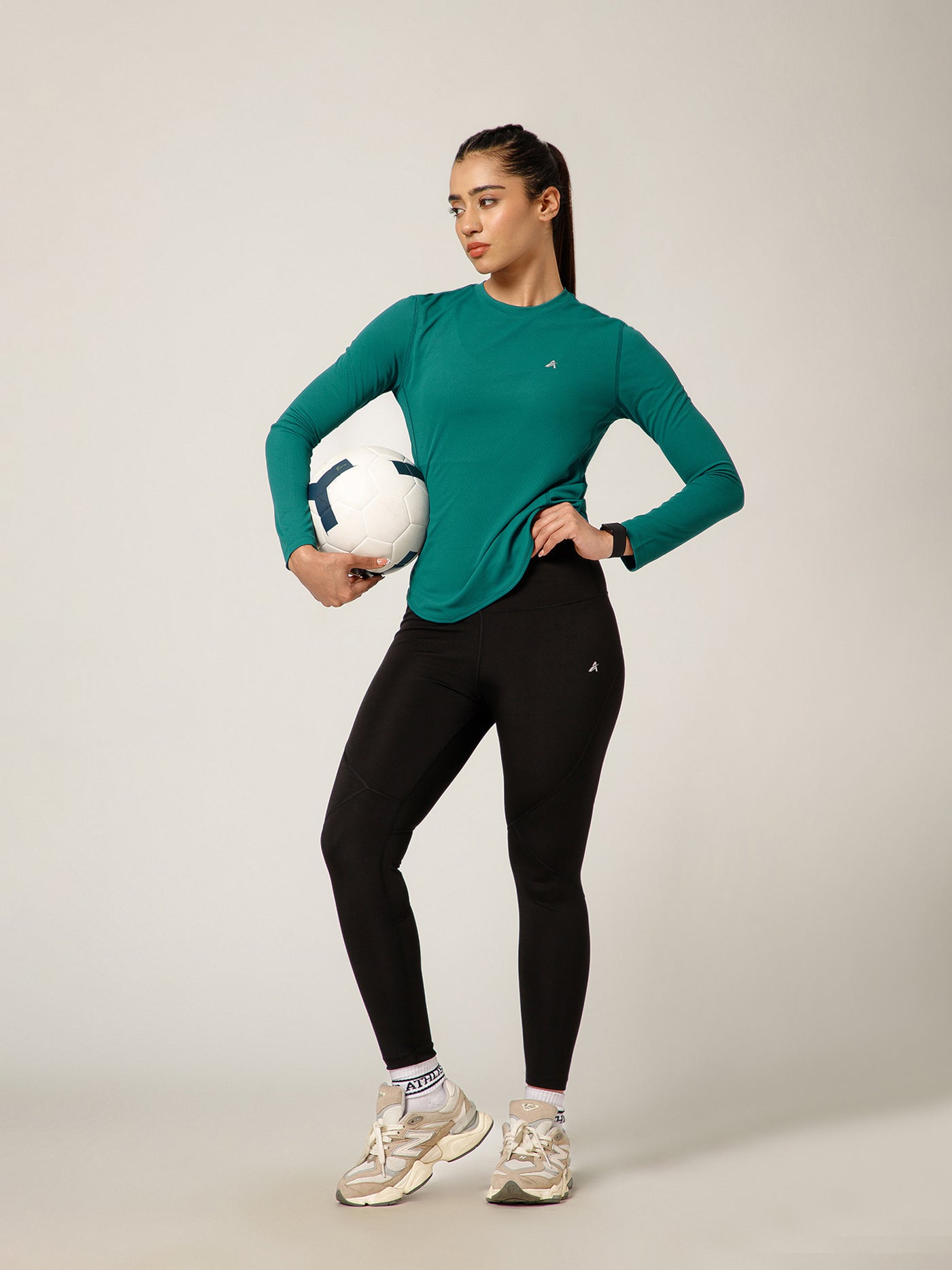 Curved Hem Full Sleeve T-Shirt Teal