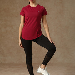 V Panel T-Shirt Maroon