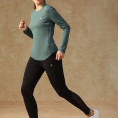 Curved Hem Full Sleeve T-Shirt Grey
