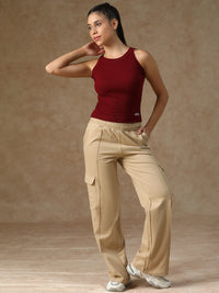 Ribbed Crop Top Maroon