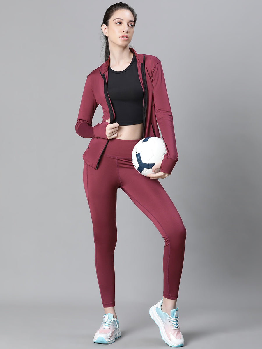 Contour Crop Jacket Maroon