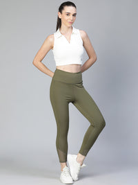 Laser Cut Leggings Olive