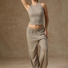 Ribbed Crop Top Beige