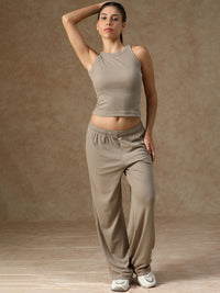 Ribbed Crop Top Beige