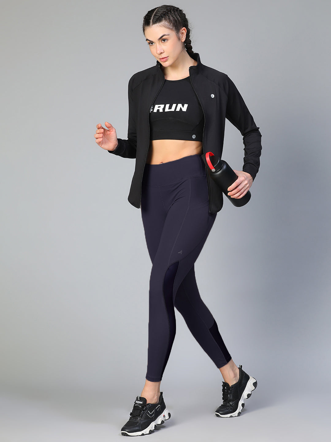 Mesh Panel Pocket Leggings Navy