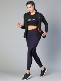 Mesh Panel Pocket Leggings Navy