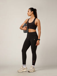 Laser Cut Leggings Black