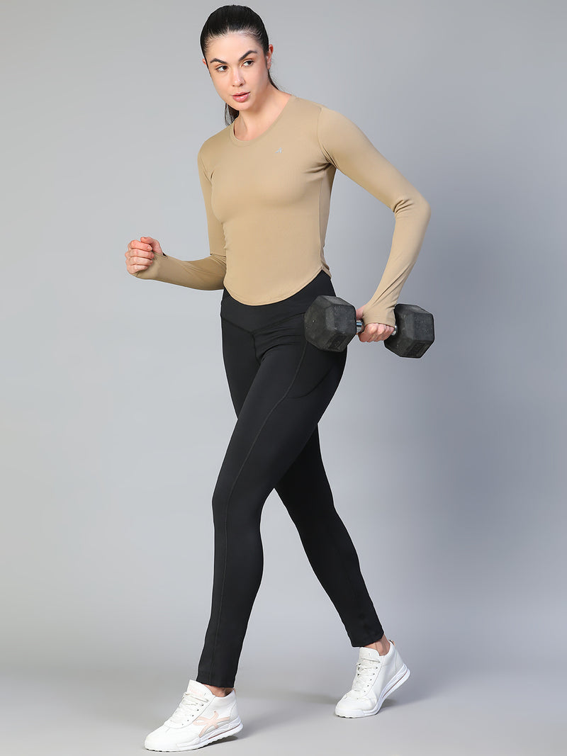 Bodycon Thumbhole T-shirt Tan
