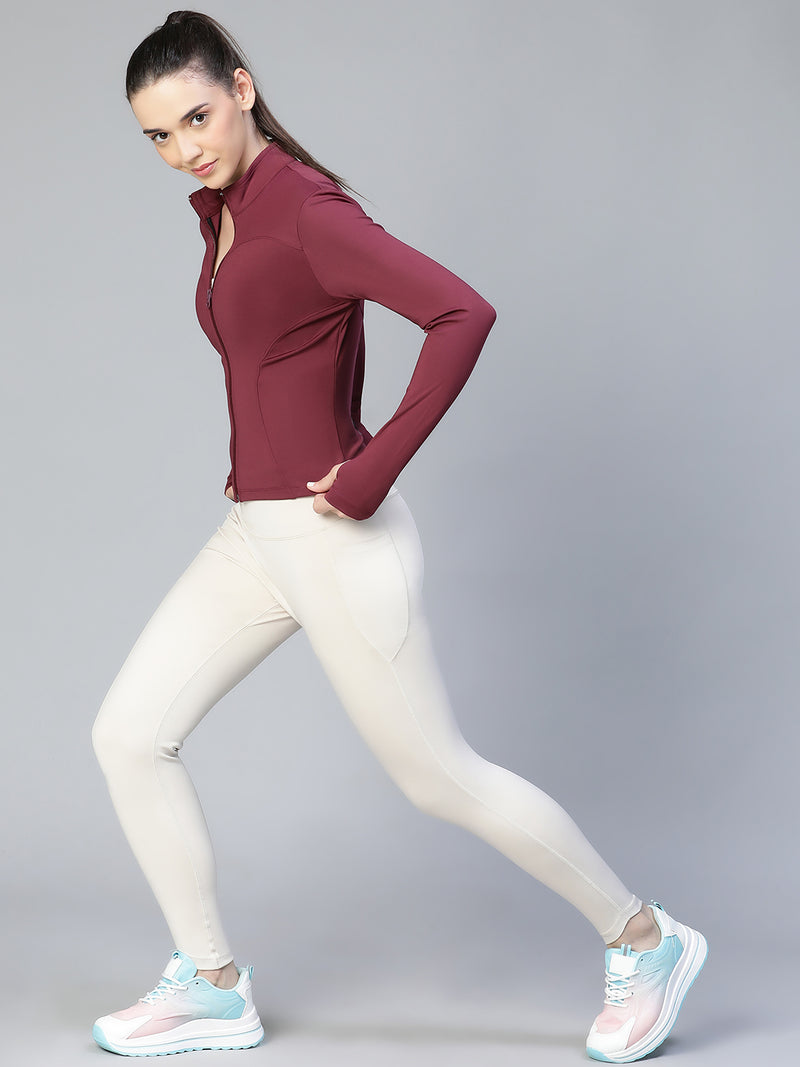 Sculpt Crop Jacket Maroon