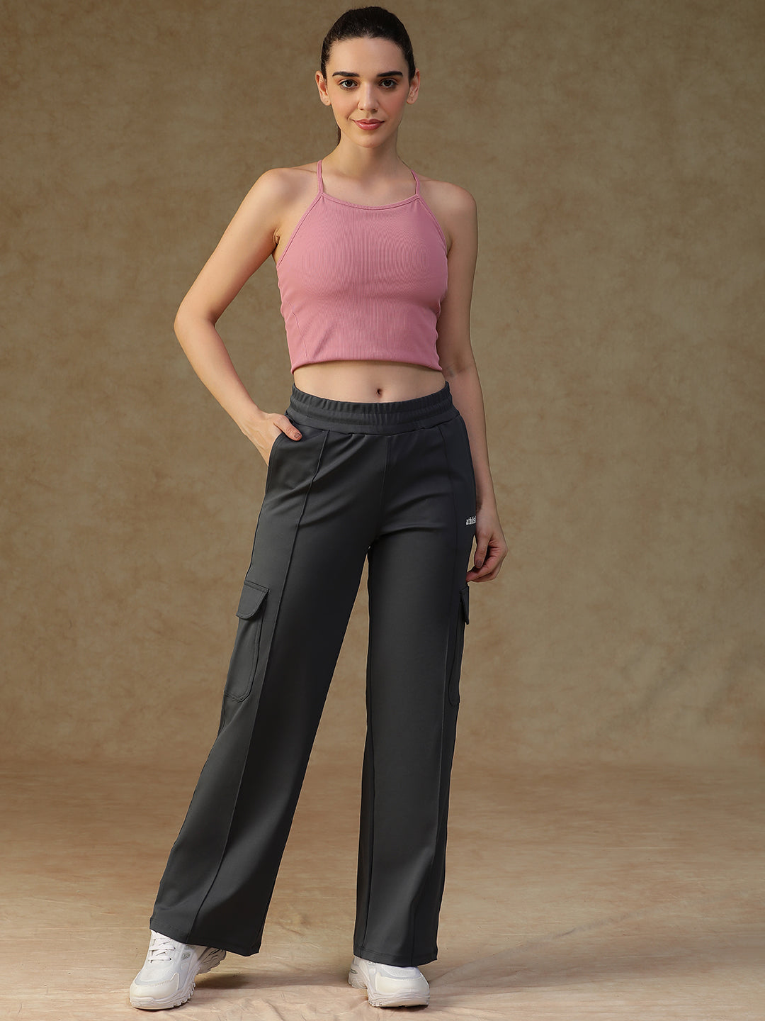 Pleated Cargo Pants Grey
