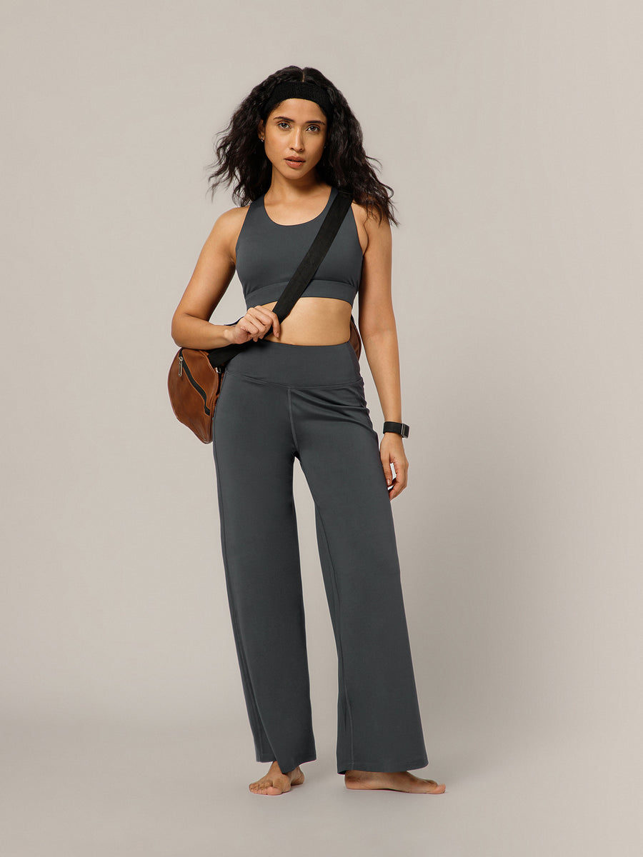 On The Go Wide Flare Pant Grey