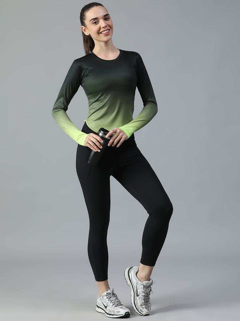 Dual Tone Full Sleeve T-Shirt Green